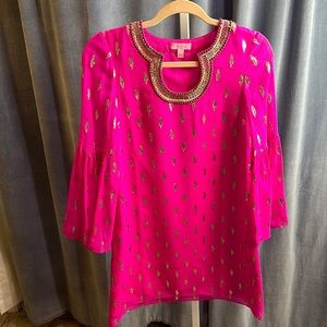 Lilly Pulitzer hot pink beaded accented dress